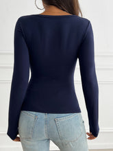 Devine Ruched V-Neck Long Sleeve T-Shirt OutfitFlow